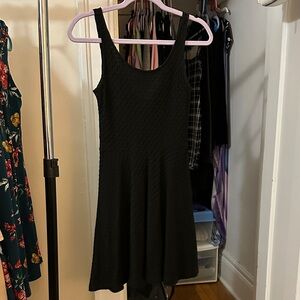 Forever 21 Black Textured Scoop Neck Mini Dress